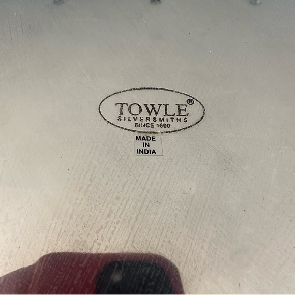 Towle Silversmith Large Serving Plate with Small Dip Bowl Mother of Pearl Inlay - Picture 3 of 4